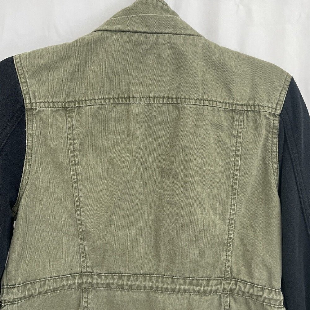 Womens Military Utility Jacket Sweatshirt Medium Olive Army Green 90s Grunge - Picture 14 of 16